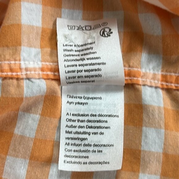 Lacoste Men’s Regular Fit Orange White Plaid Long Sleeve Button Down Shirt Sz M - Picture 7 of 8